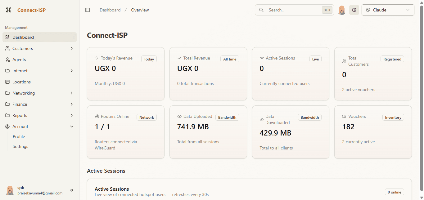 Connect-ISP Dashboard Preview